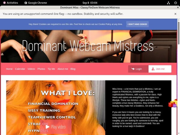 Dominant Miss - Classy FinDom Webcam Mistress Password Login