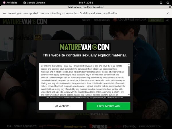 Mature Van Password Login